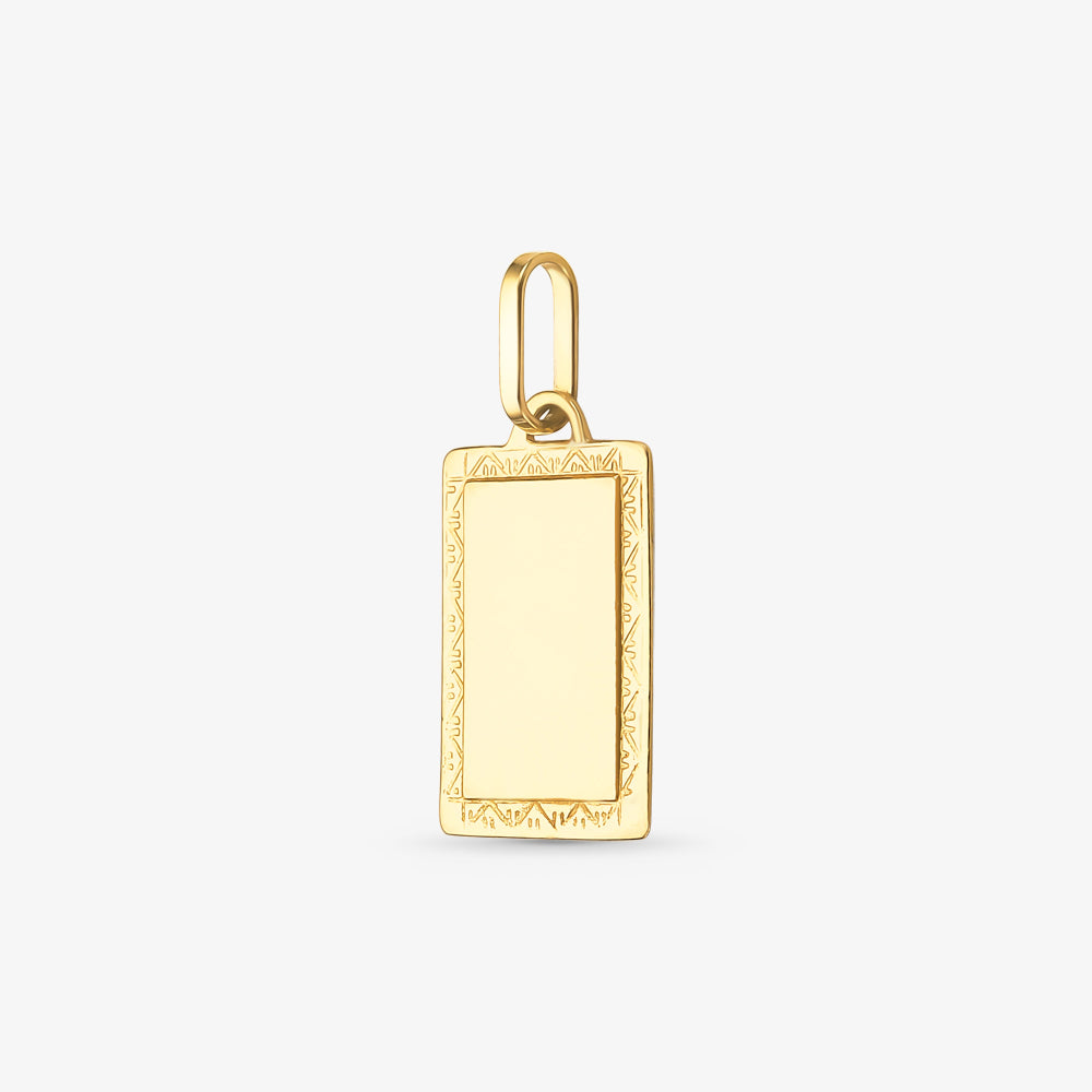Pingente Placa Retangular Fosco/Liso em Ouro Amarelo 18K