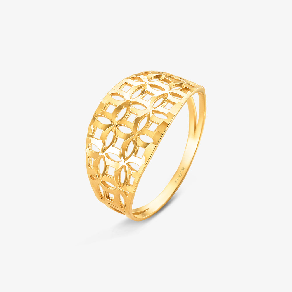 Anel Estamparia Vazado em Ouro Amarelo 18K