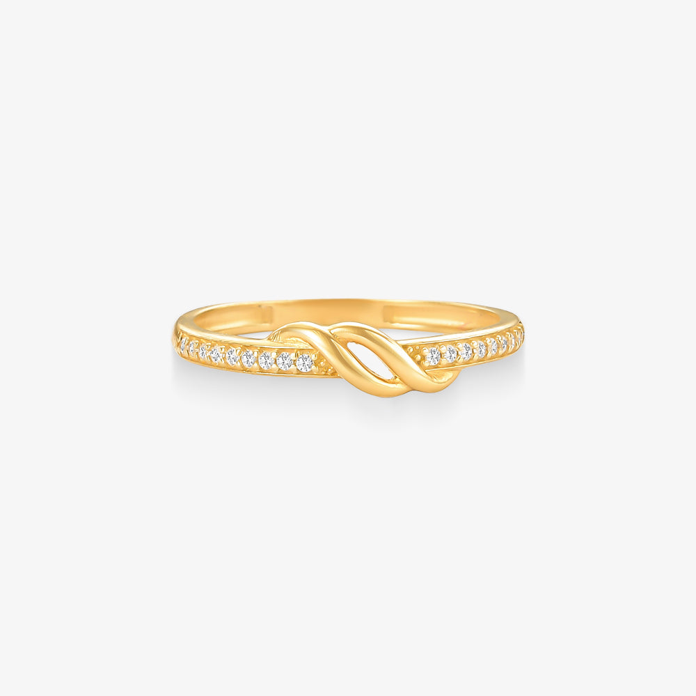 Anel Meia Aliança Trabalhada em Ouro Amarelo 18K