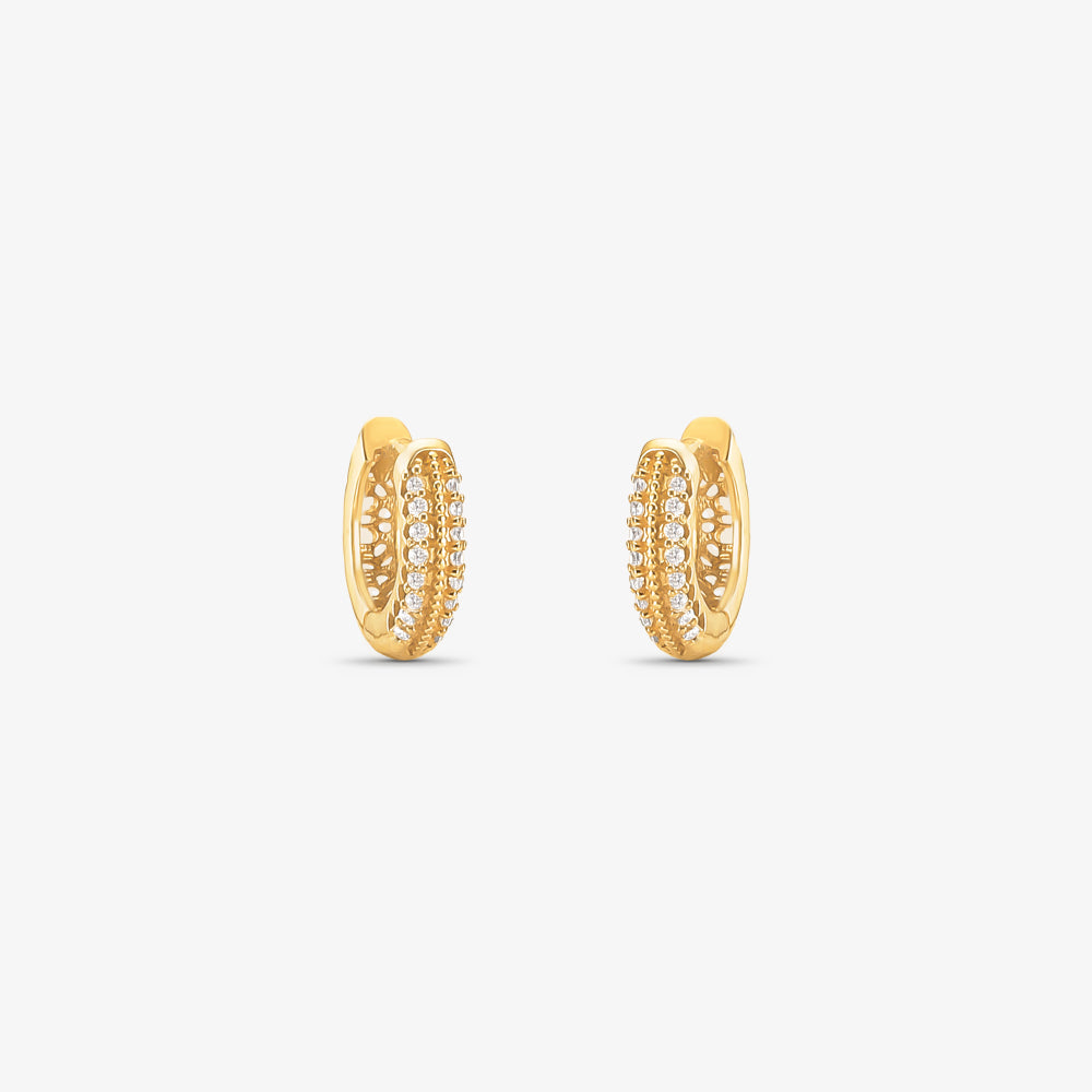Brinco Argola PP com Pedras em Ouro Amarelo 18K