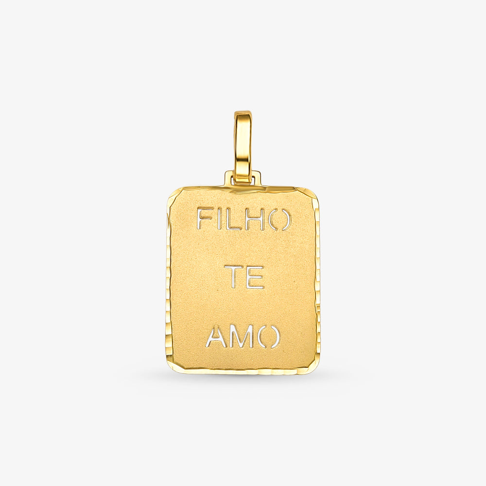 Pingente Plaquinha Filho Te Amo em Ouro Amarelo 18K