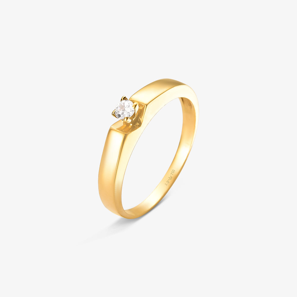 Anel Solitario Estrelado em Ouro Amarelo 18K