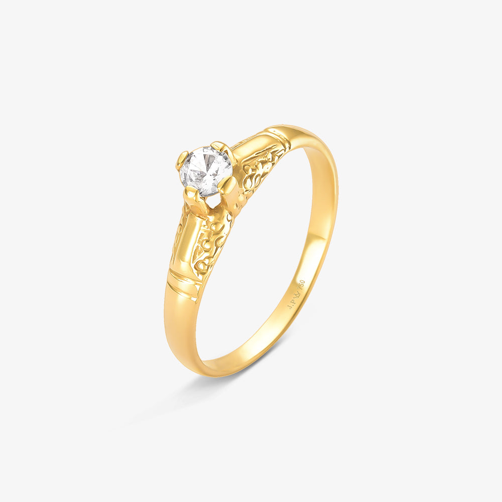 Anel Solitario Sol em Ouro amarelo 18K