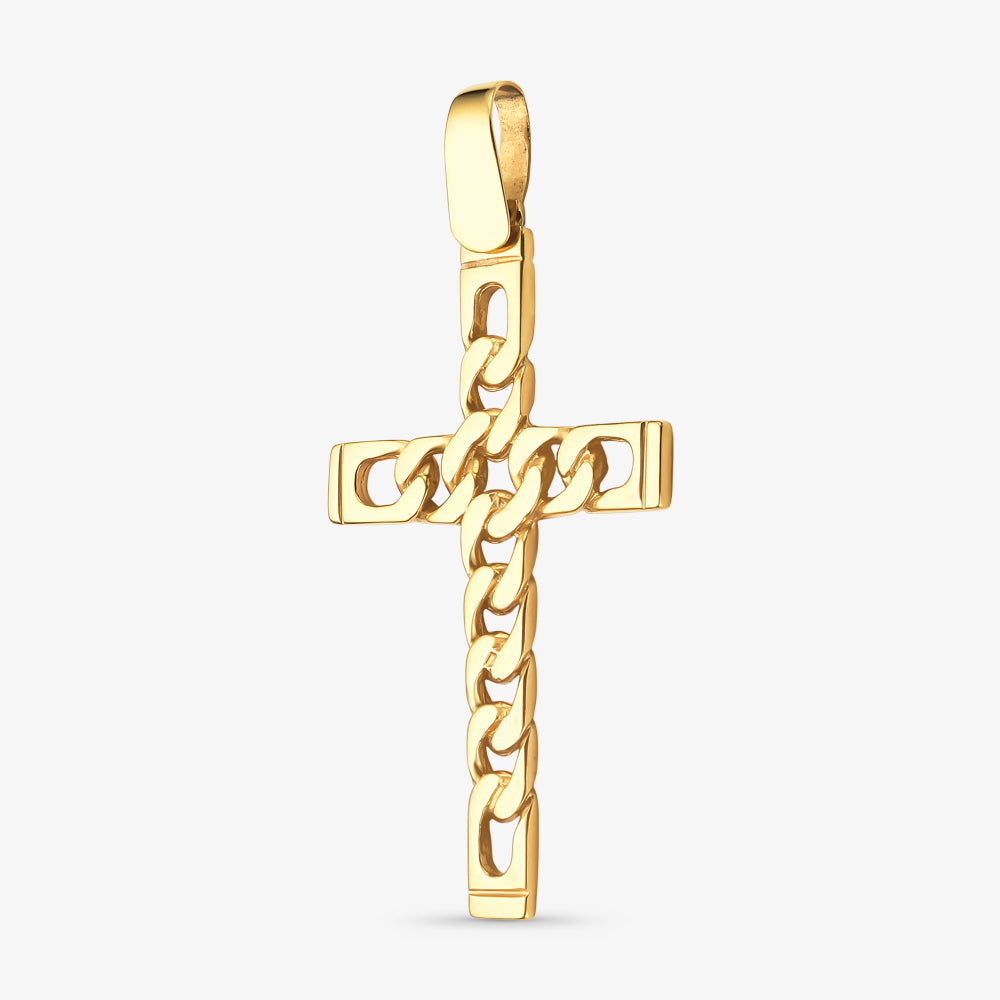 Pingente Cruz Trabalhada em Ouro Amarelo 18K