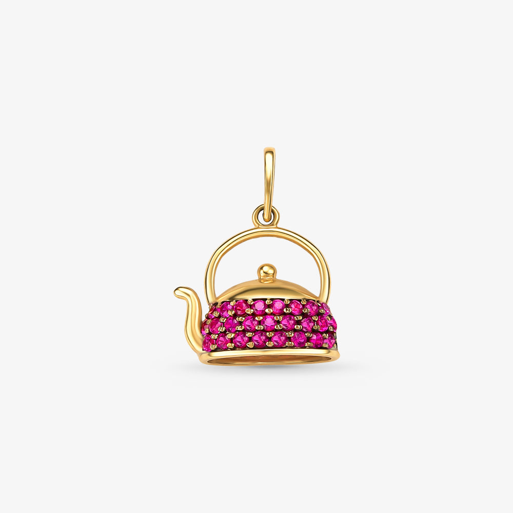Pingente Bule com Pedra em Ouro Amarelo 18K