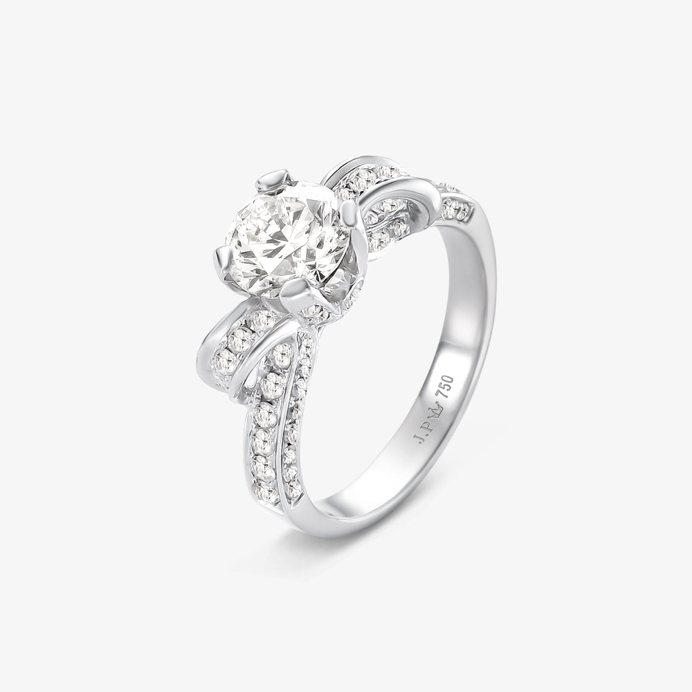 Anel Solitário Valence com Diamante em Ouro Branco 18K