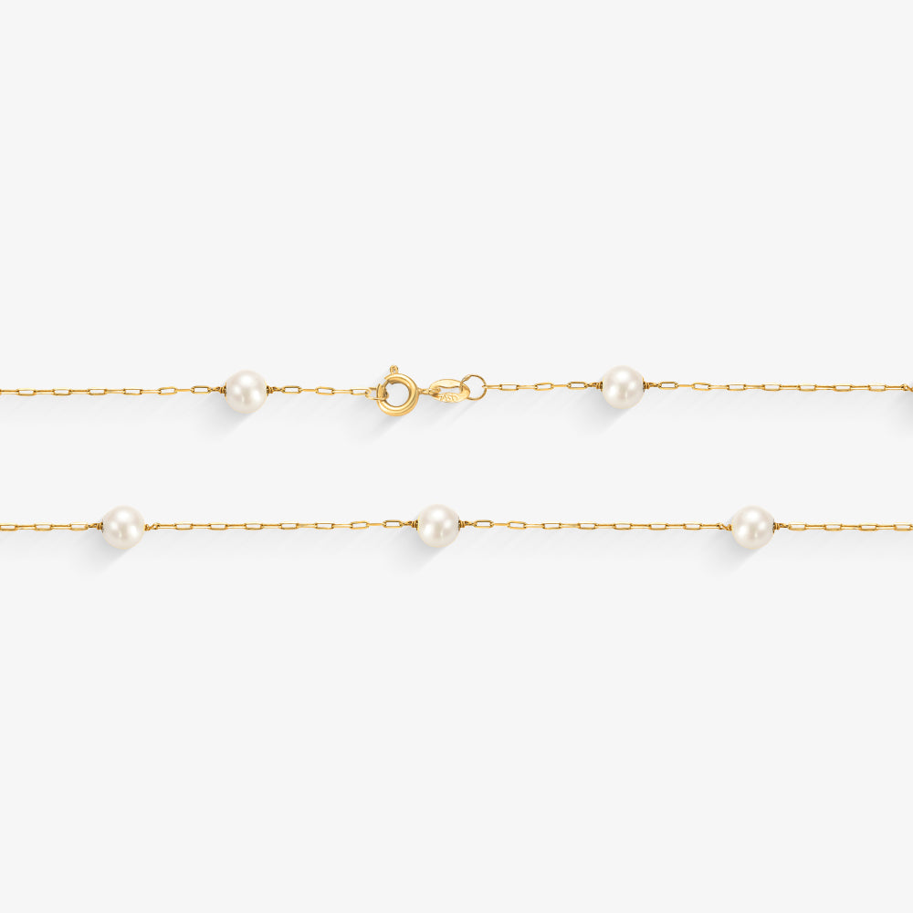 Gargantilha Cartier com Pérola Natural em Ouro Amarelo 18K, 40cm
