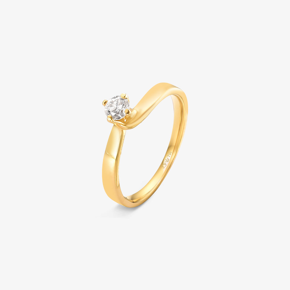 Anel Solitário Viva com Diamante em Ouro Amarelo 18K