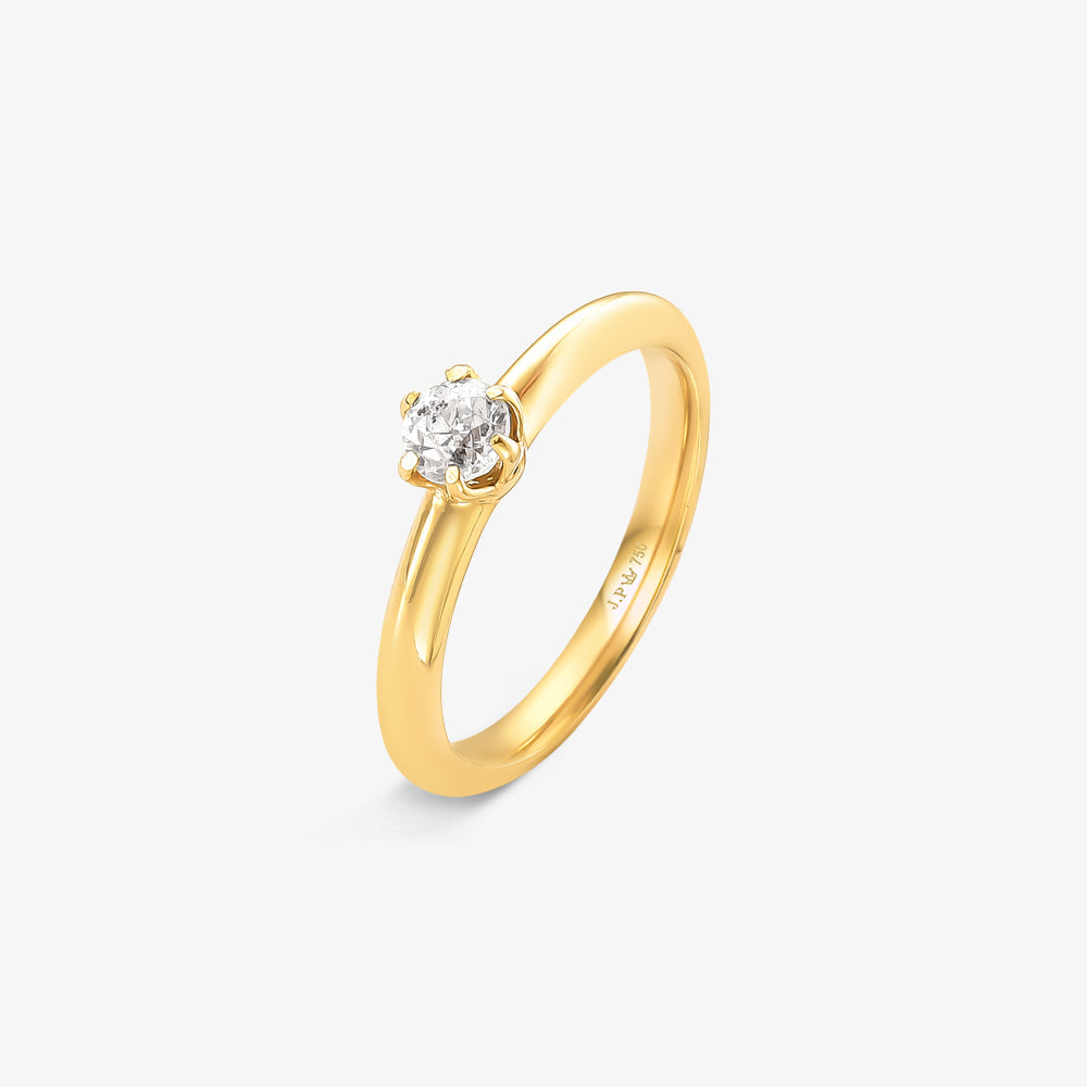 Anel Solitário Mirella com Diamante em Ouro Amarelo 18K