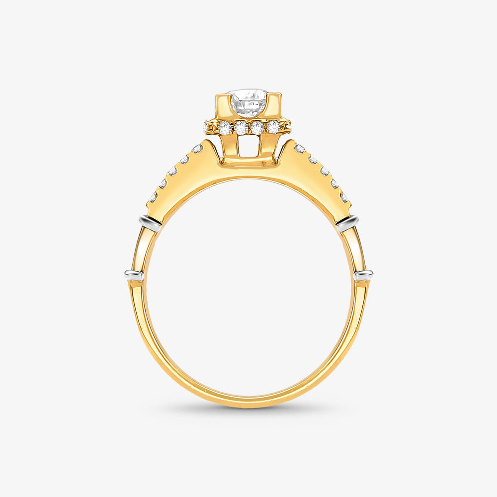 Anel Solitário Torre Eiffel com Diamante em Ouro Amarelo 18K