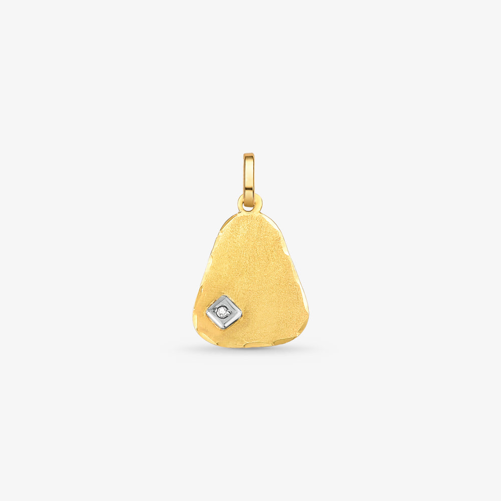 Pingente Chapa com Diamantes em Ouro Amarelo 18K