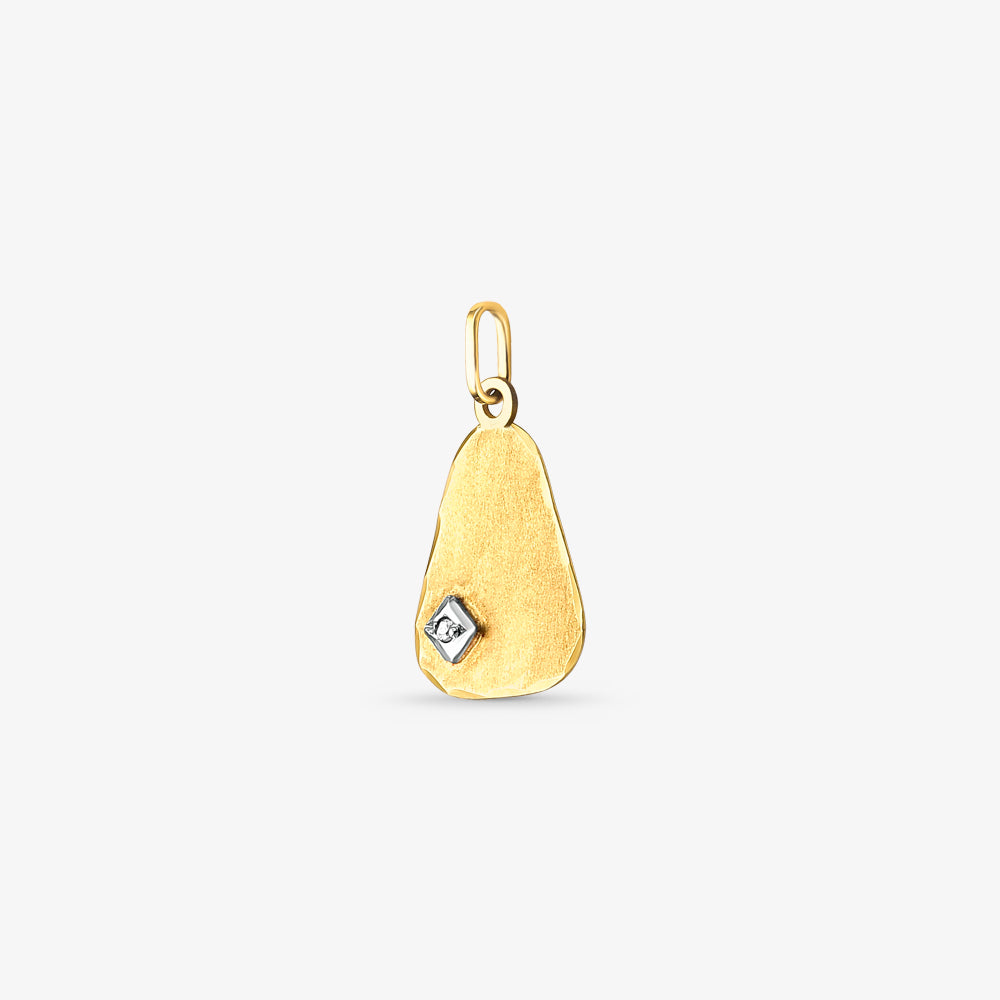 Pingente Chapa com Diamantes em Ouro Amarelo 18K
