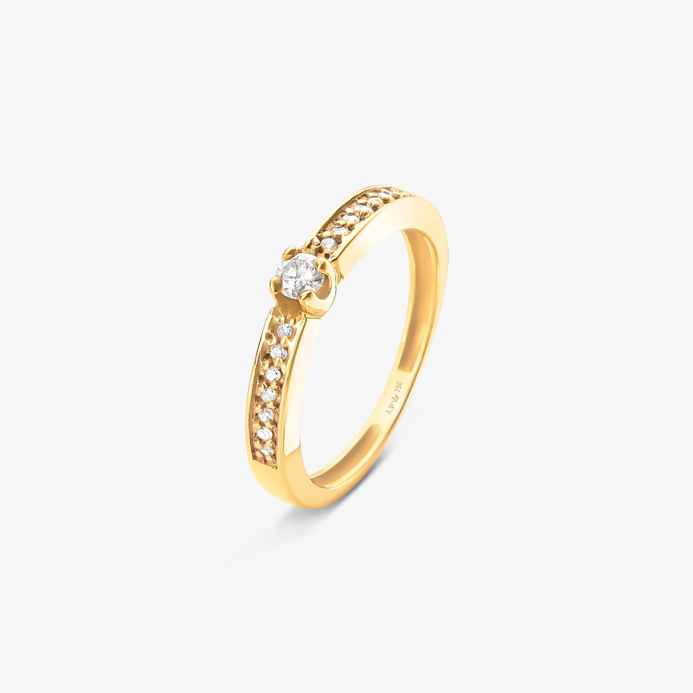 Anel Solitário Radia com Diamante em Ouro Amarelo 18K