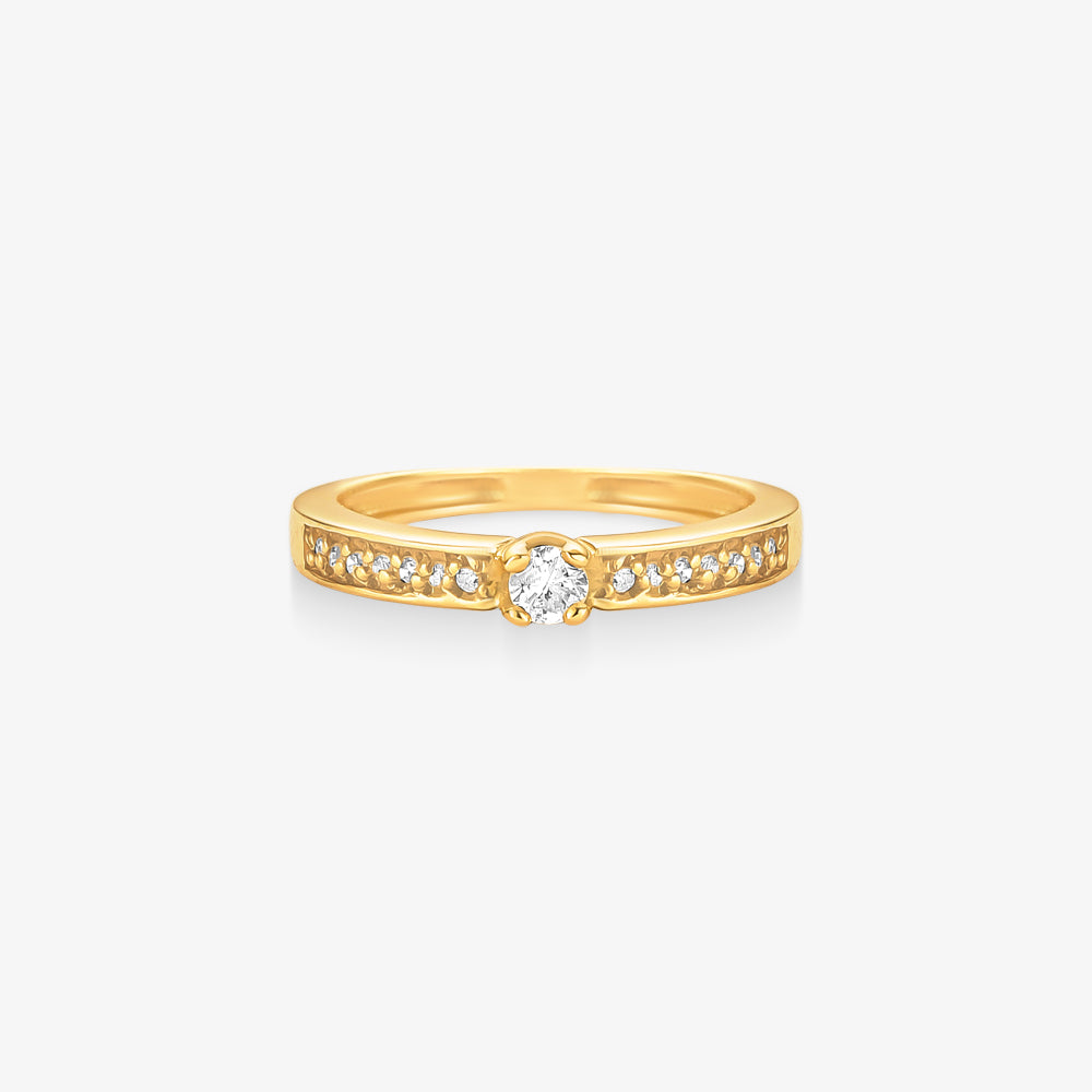 Anel Solitário Radia com Diamante em Ouro Amarelo 18K