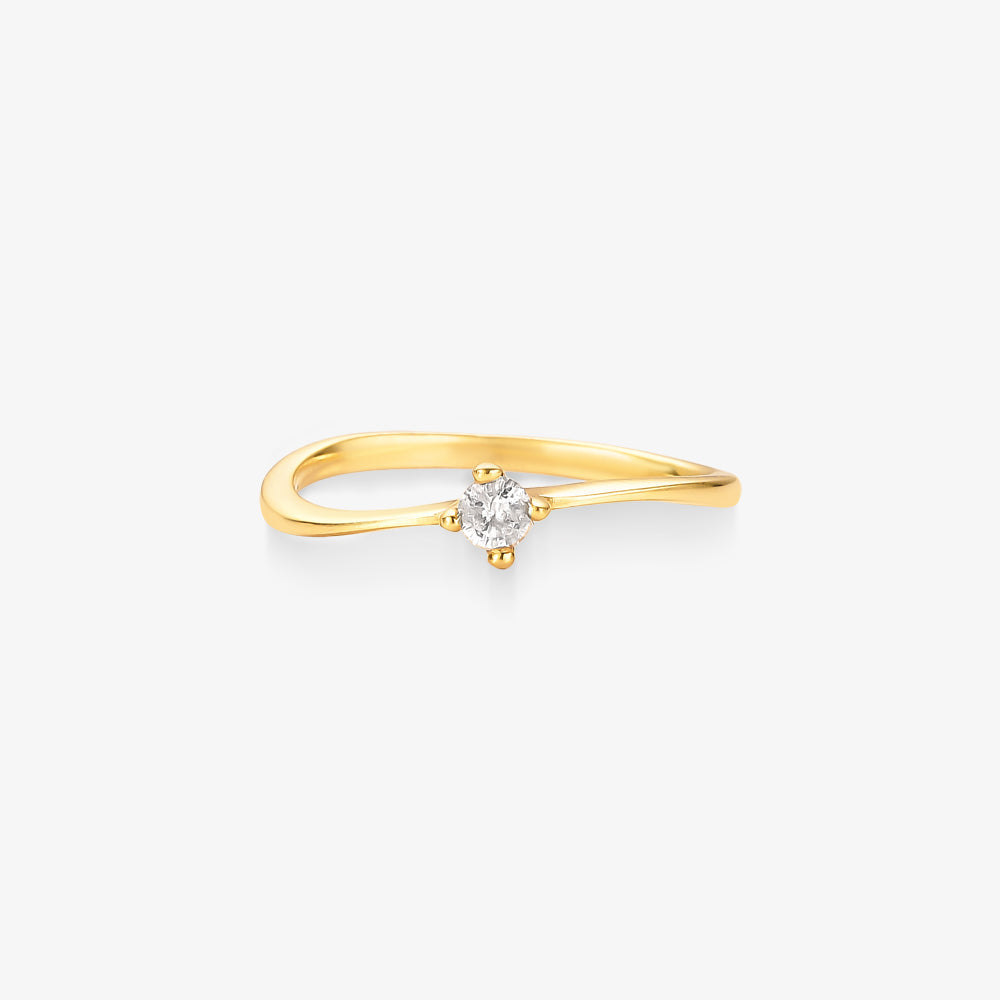 Anel Solitário Zênit com Diamante em Ouro Amarelo 18K