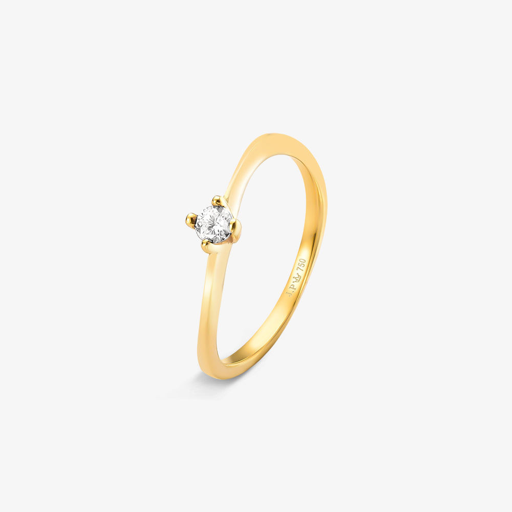 Anel Solitário Zênit com Diamante em Ouro Amarelo 18K