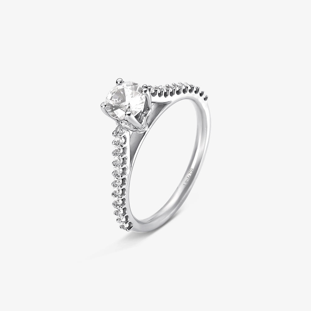 Anel Solitário Precioso em Ouro Branco 18K