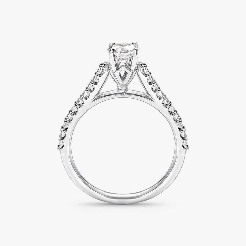 Anel Solitário Precioso em Ouro Branco 18K