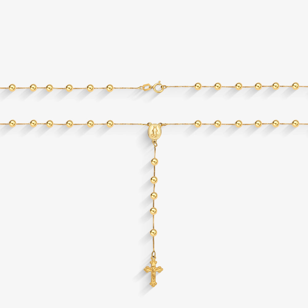 Terço Maria das Graças com 60cm em Ouro Amarelo 18K