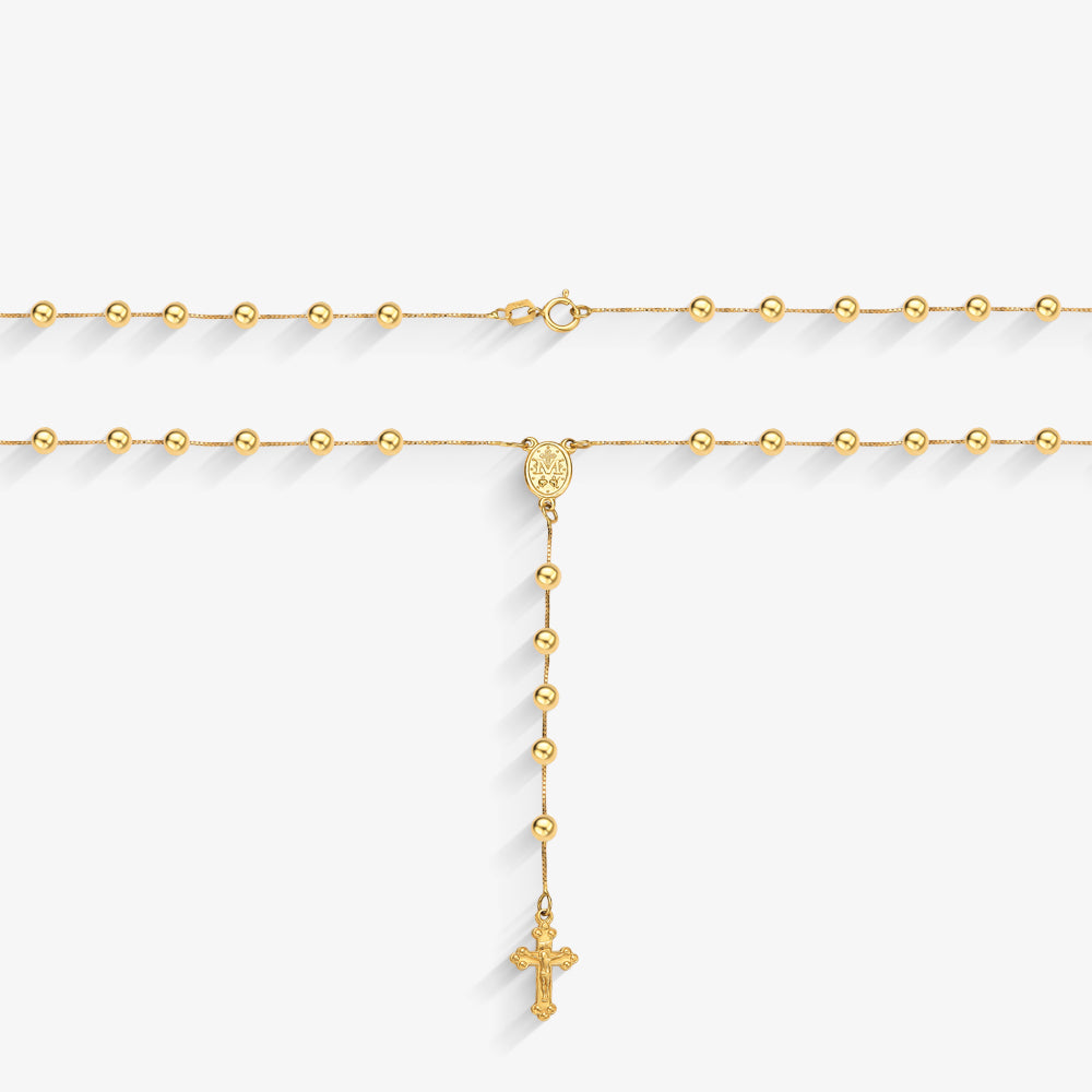 Terço Maria das Graças com 60cm em Ouro Amarelo 18K