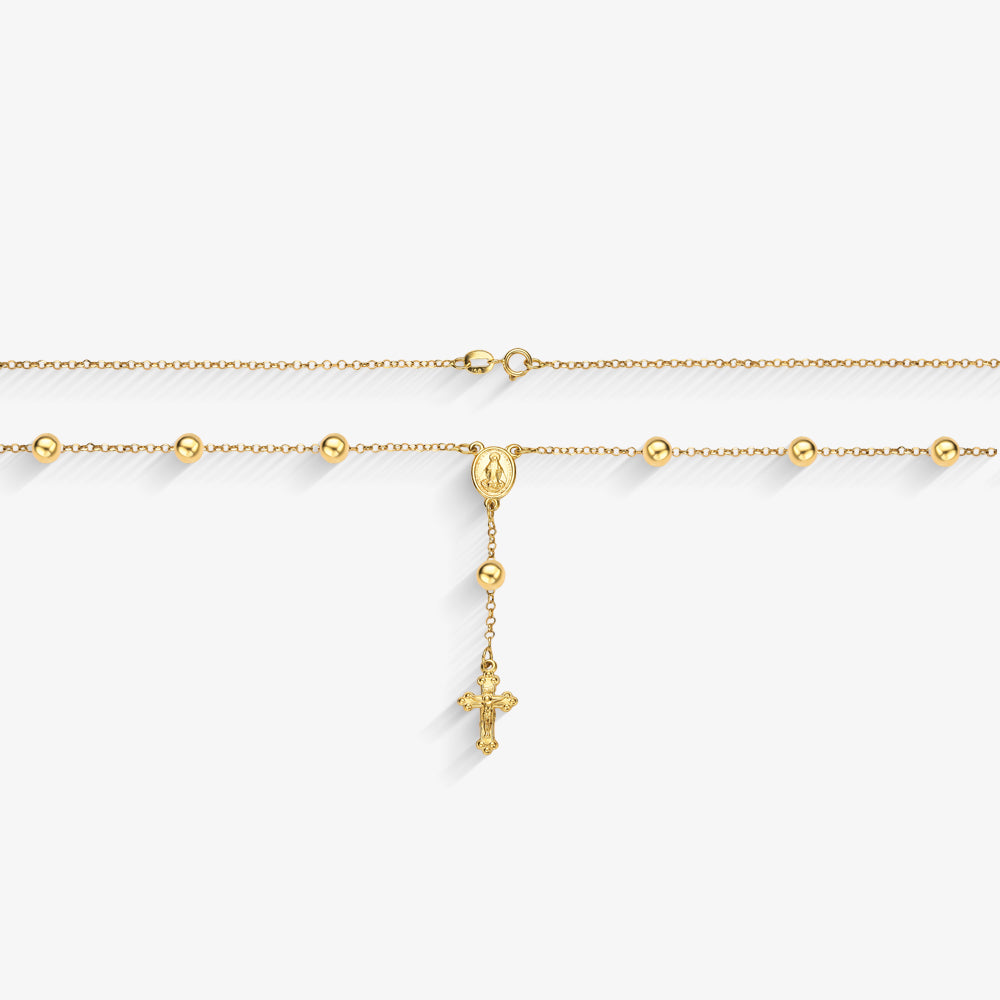 Terço Maria das Graças com 46cm em Ouro Amarelo 18K