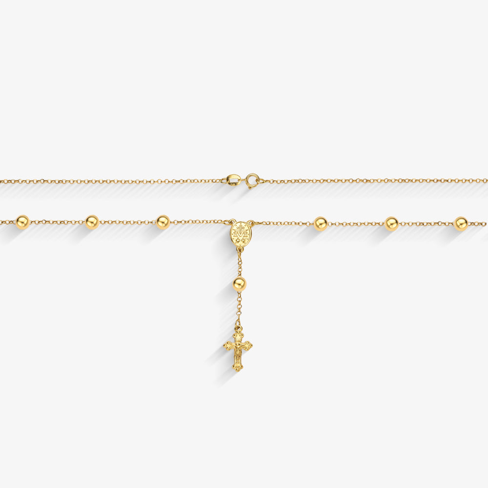Terço Maria das Graças com 46cm em Ouro Amarelo 18K