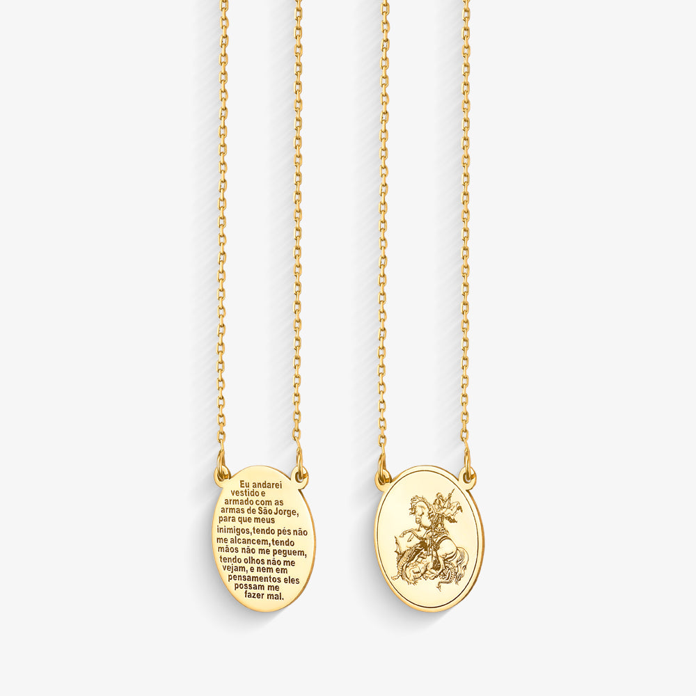 Escapulário São Jorge Círculo M com 65cm em Ouro Amarelo 18K