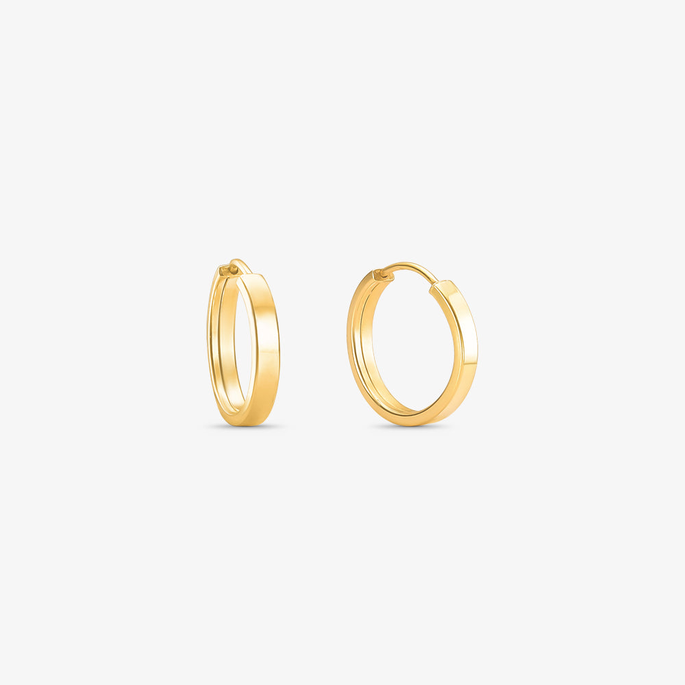 Brinco Argola Redonda Fio Retangular em Ouro Amarelo 18K