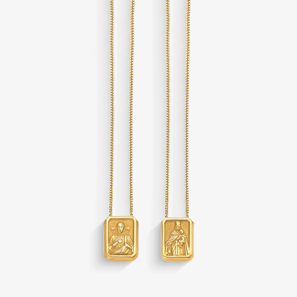Escapulário Sagrado Coração P com 61cm em Ouro Amarelo 18K