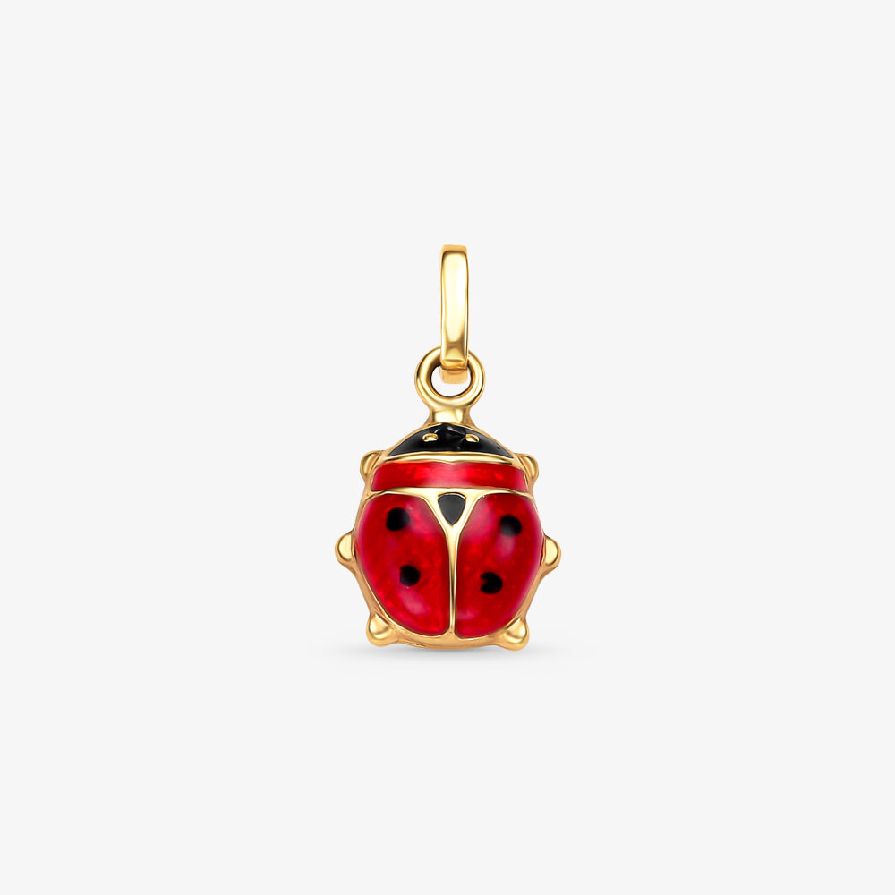Pingente Joaninha Esmaltada em Ouro Amarelo 18K