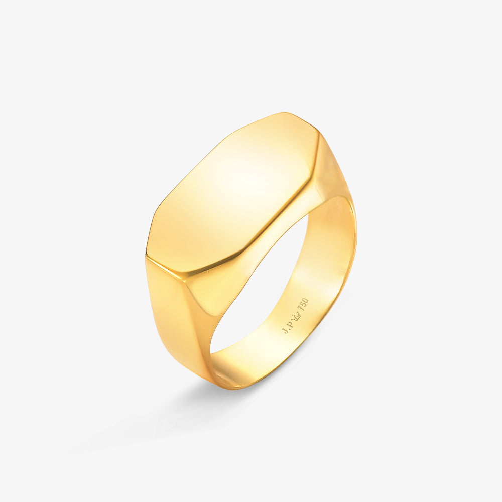 Anel Chapinha Octagonal em Ouro Amarelo 18K