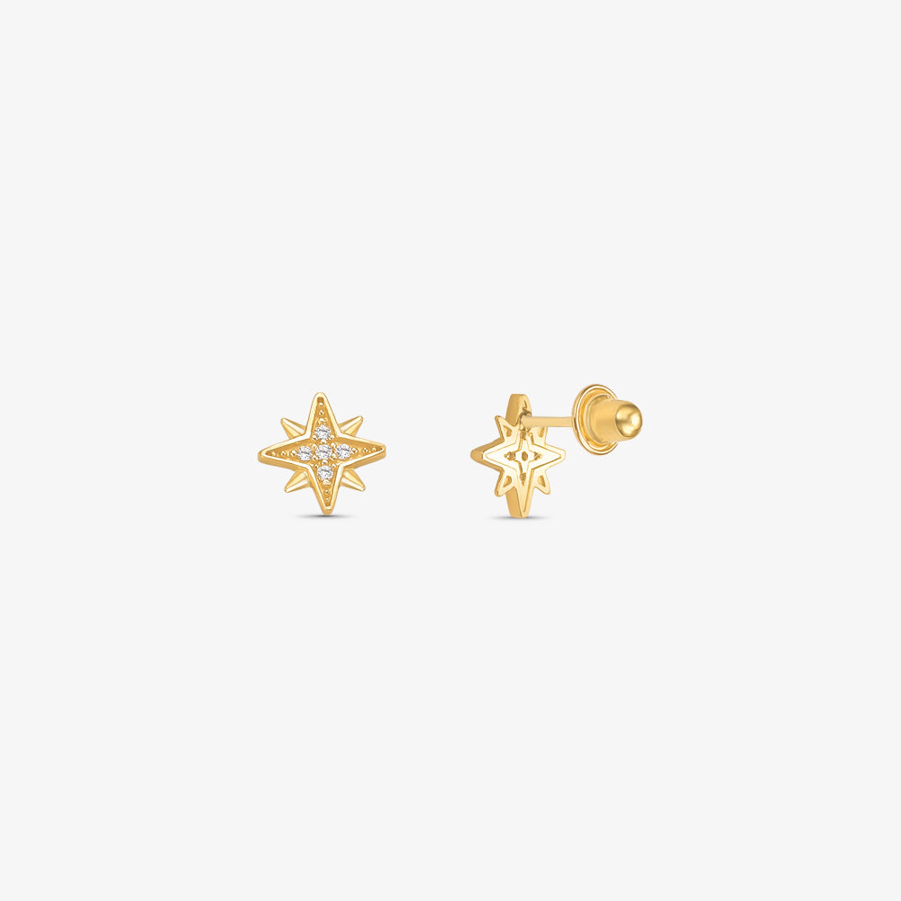 Brinco Baby Estrela Radiante em Ouro Amarelo 18K