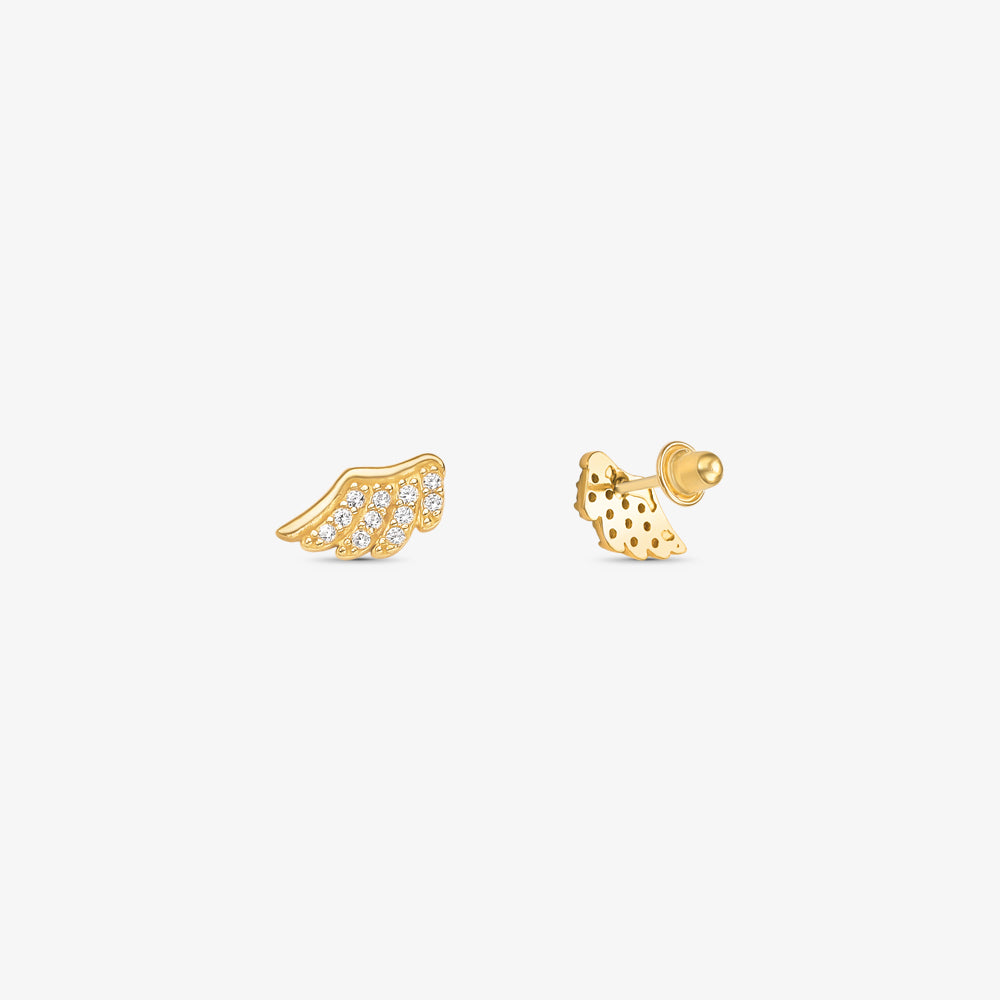 Brinco Baby Asa com Pedras em Ouro Amarelo 18K