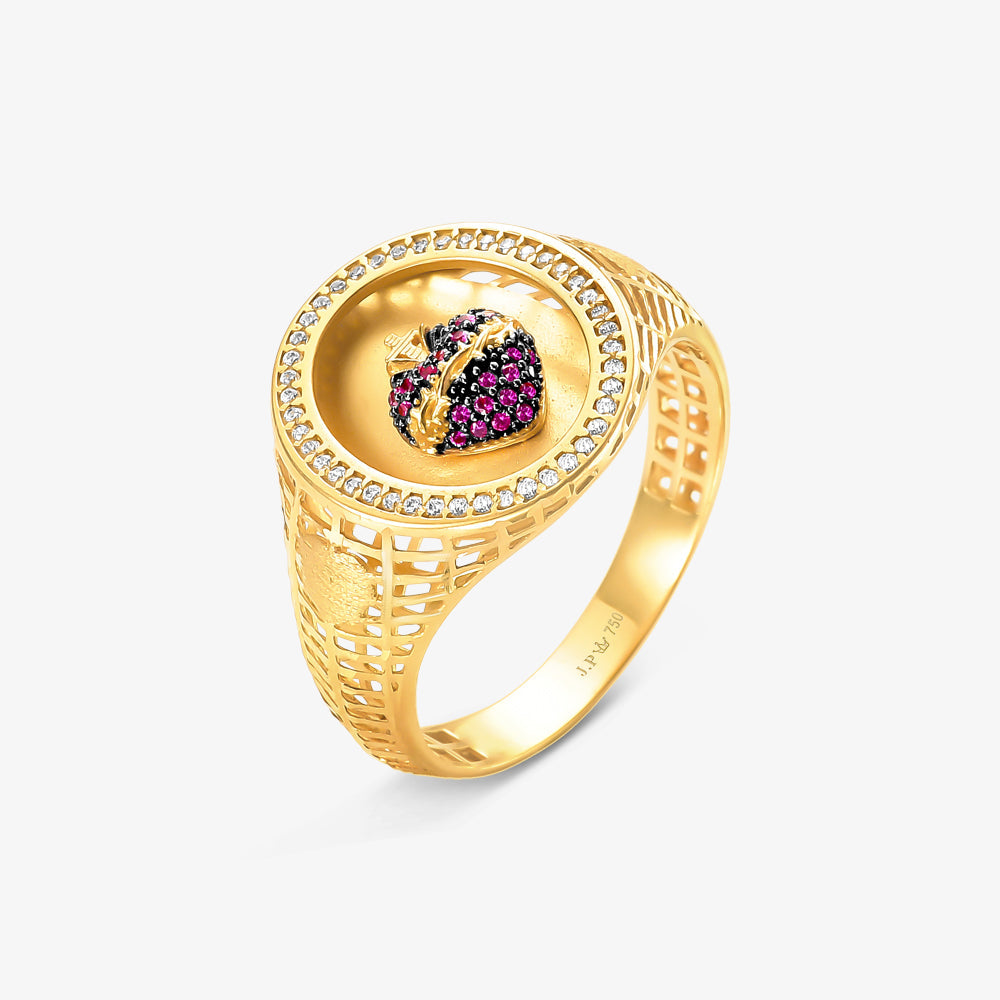 Anel Sagrado Coração em Ouro Amarelo 18K