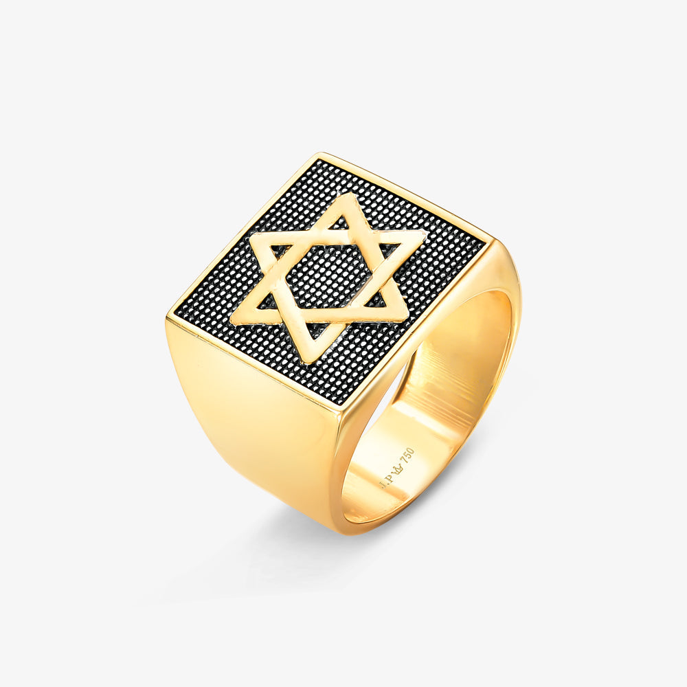 Anel Estrela de Davi em Ouro Amarelo 18K