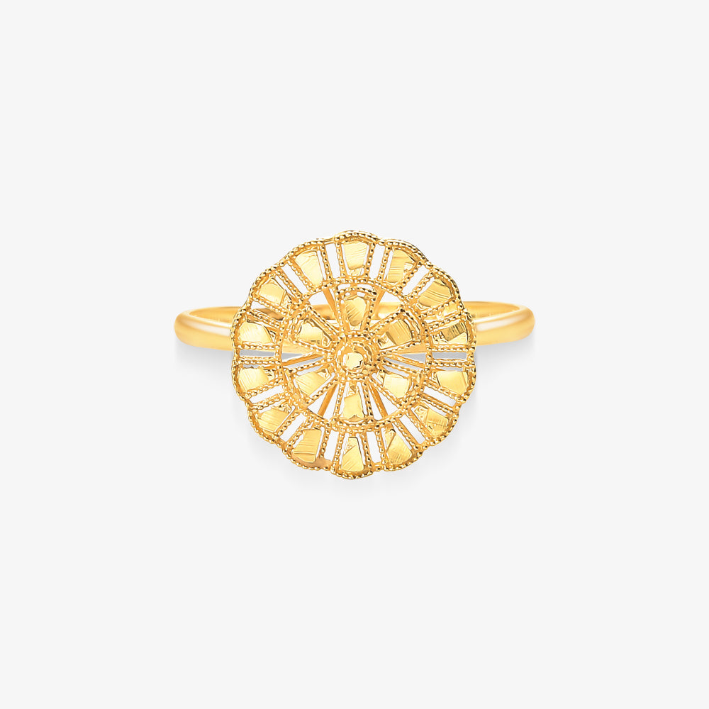 Anel Circulo Trabalhado em Ouro Amarelo 18K