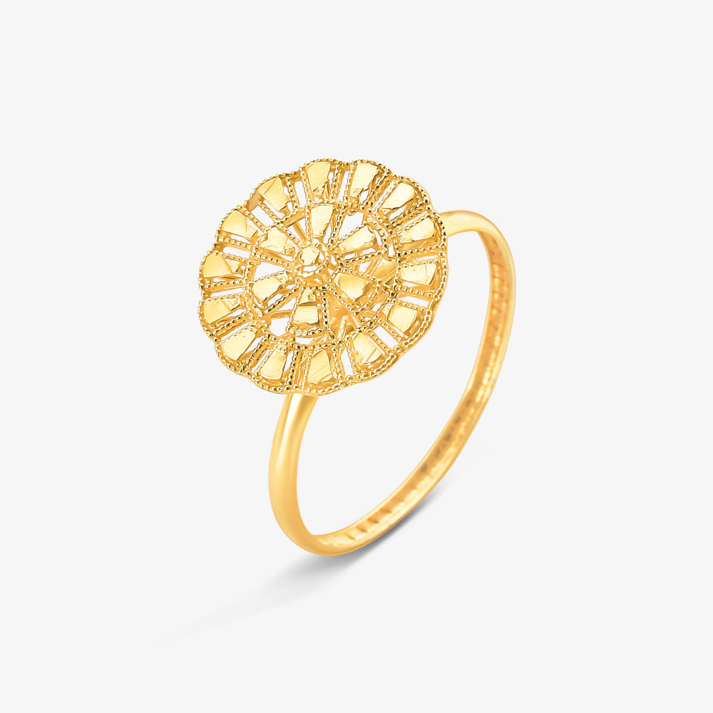 Anel Circulo Trabalhado em Ouro Amarelo 18K