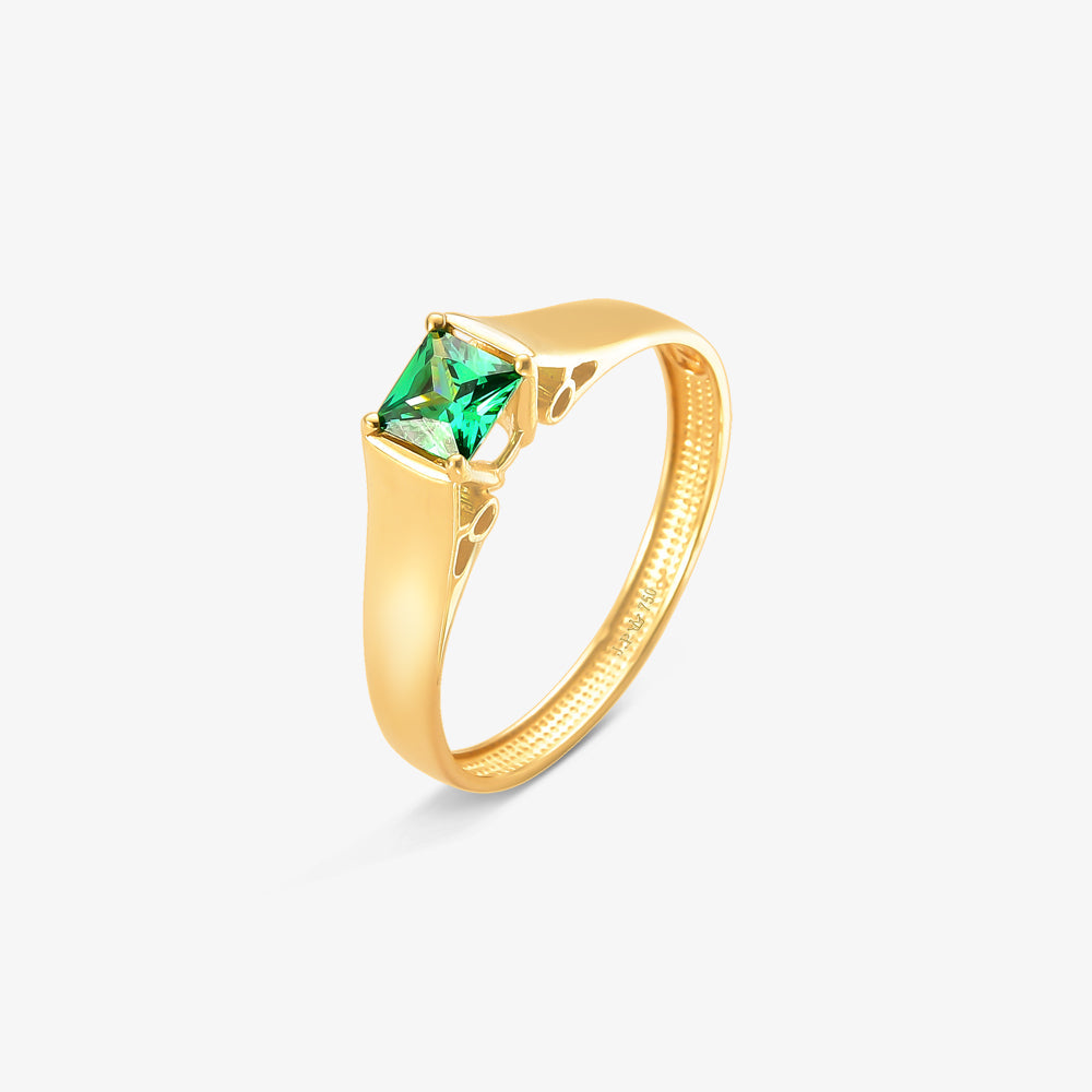 Anel Formatura Verde em Ouro Amarelo 18K