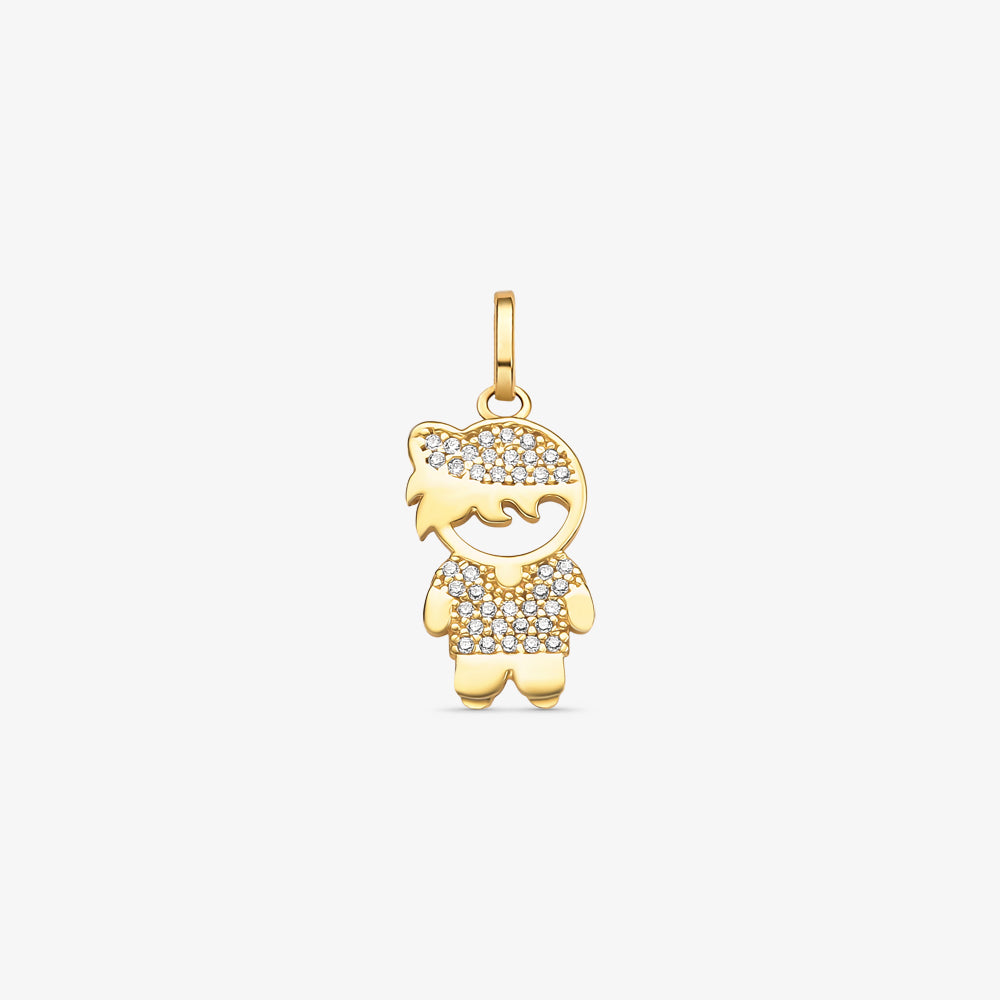 Pingente Menino com Pedra em Ouro Amarelo 18K