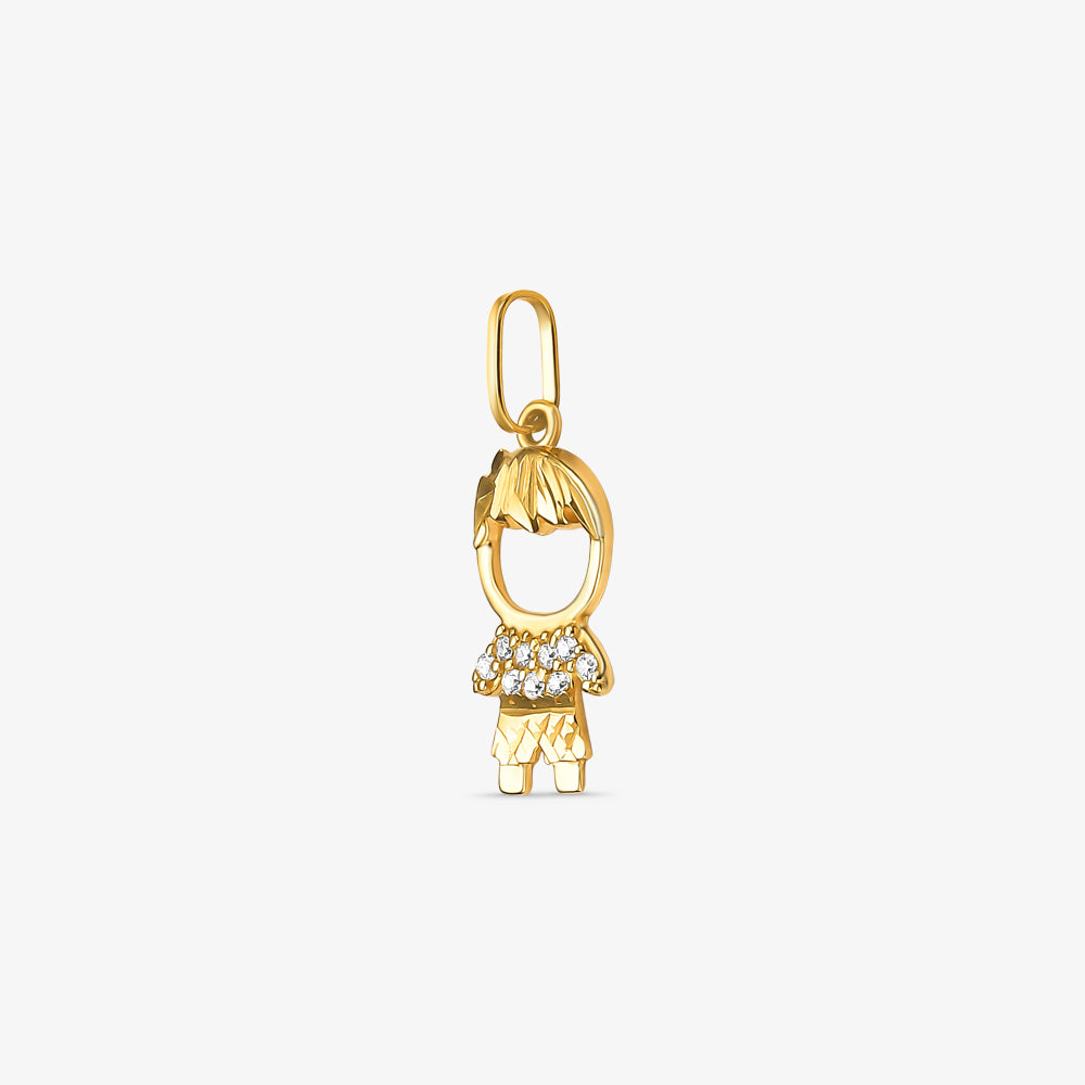 Pingente Menino Franja com Pedras em Ouro Amarelo 18K