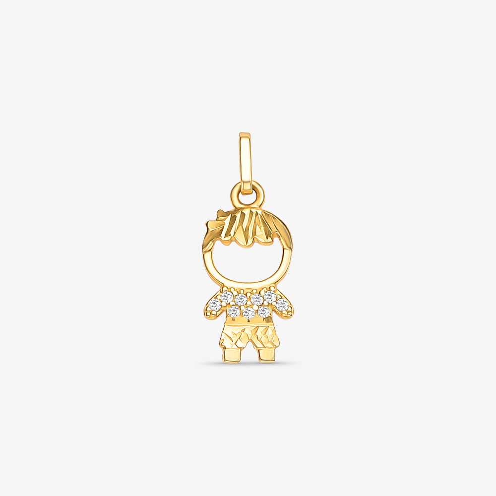 Pingente Menino Franja com Pedras em Ouro Amarelo 18K