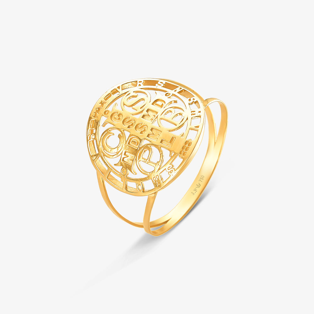 Anel São Bento Vazado em Ouro Amarelo 18K