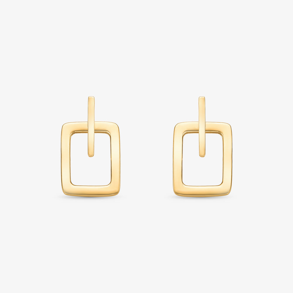 Brinco Retângulo Vazado em Ouro Amarelo 18K