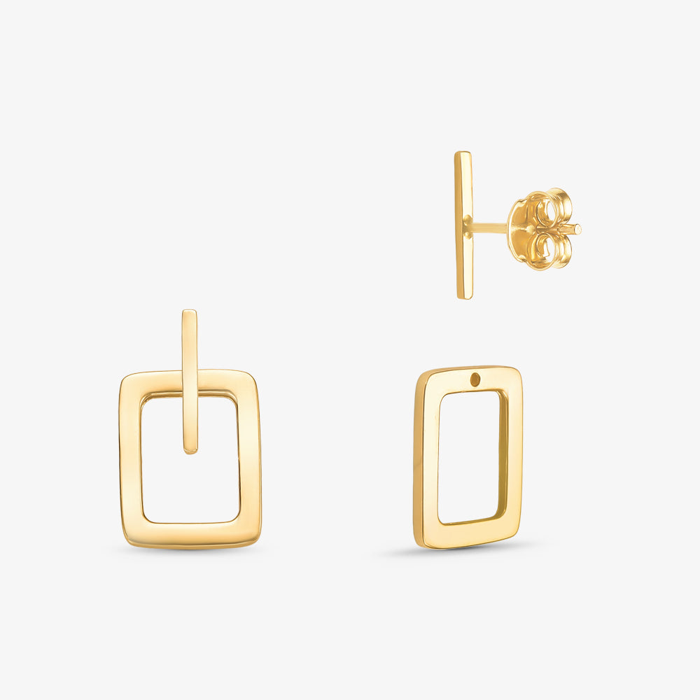 Brinco Retângulo Vazado em Ouro Amarelo 18K