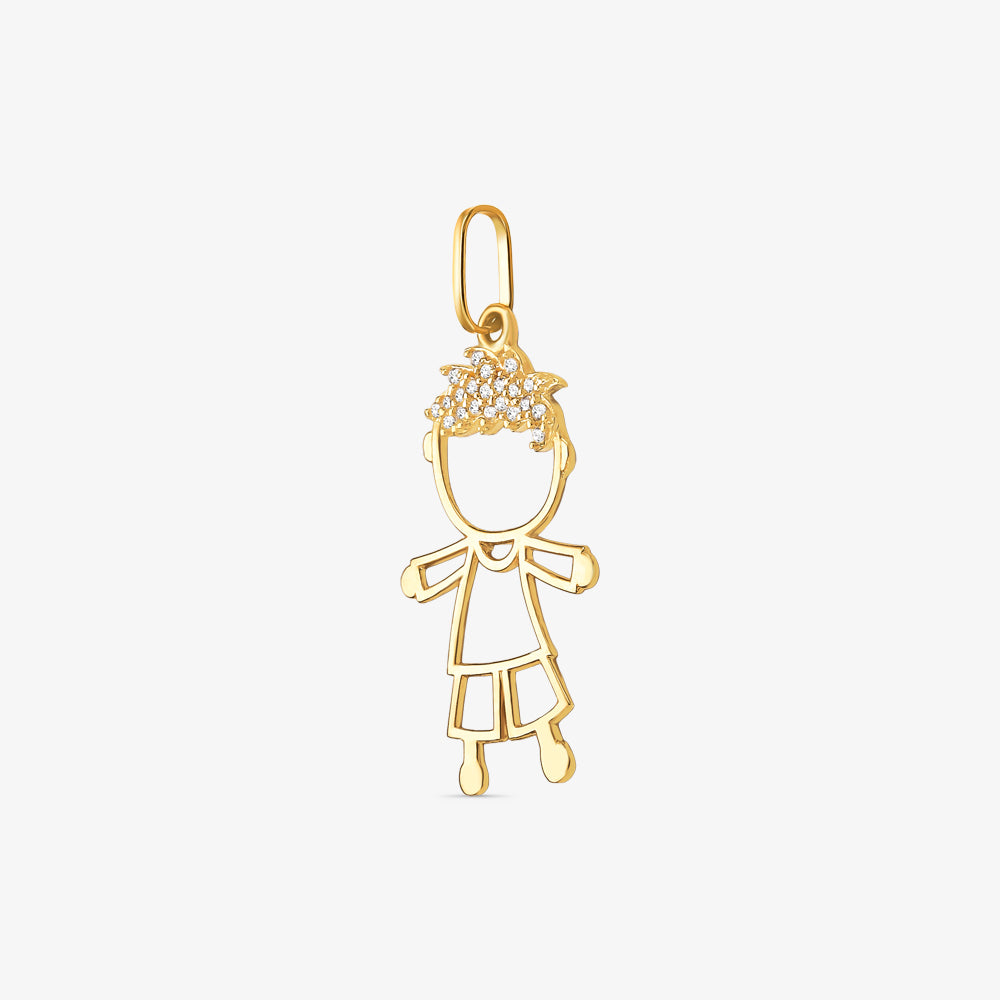 Pingente Menino Vazado com Pedra em Ouro Amarelo 18K