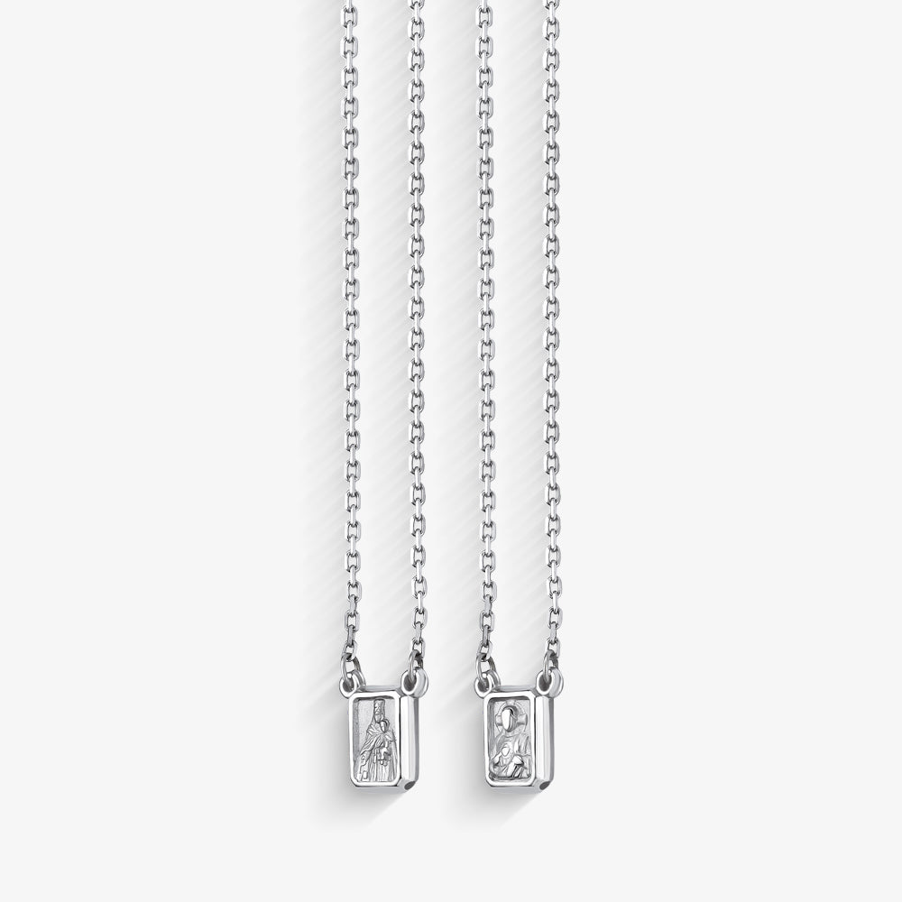 Escapulário Cartier Sagrado Coração PP com 60cm Ouro Branco 18K