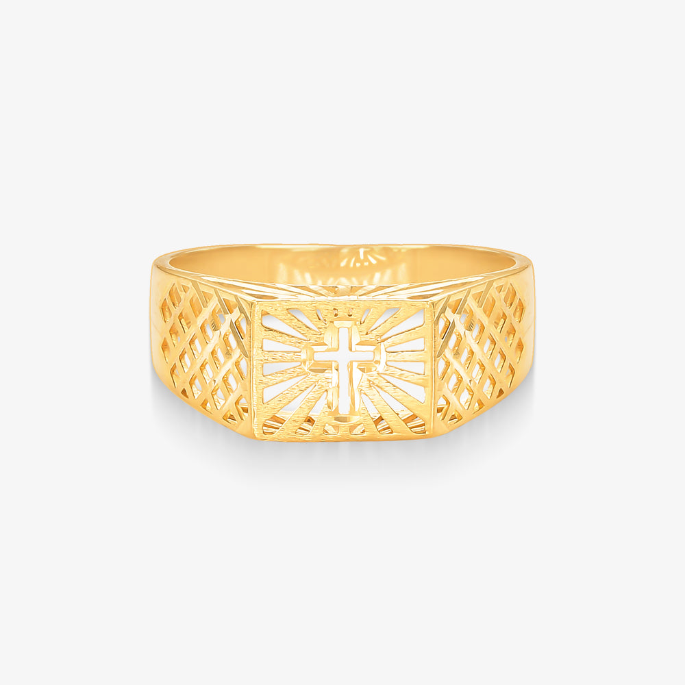 Anel com Cruz Vazado em Ouro Amarelo 18K