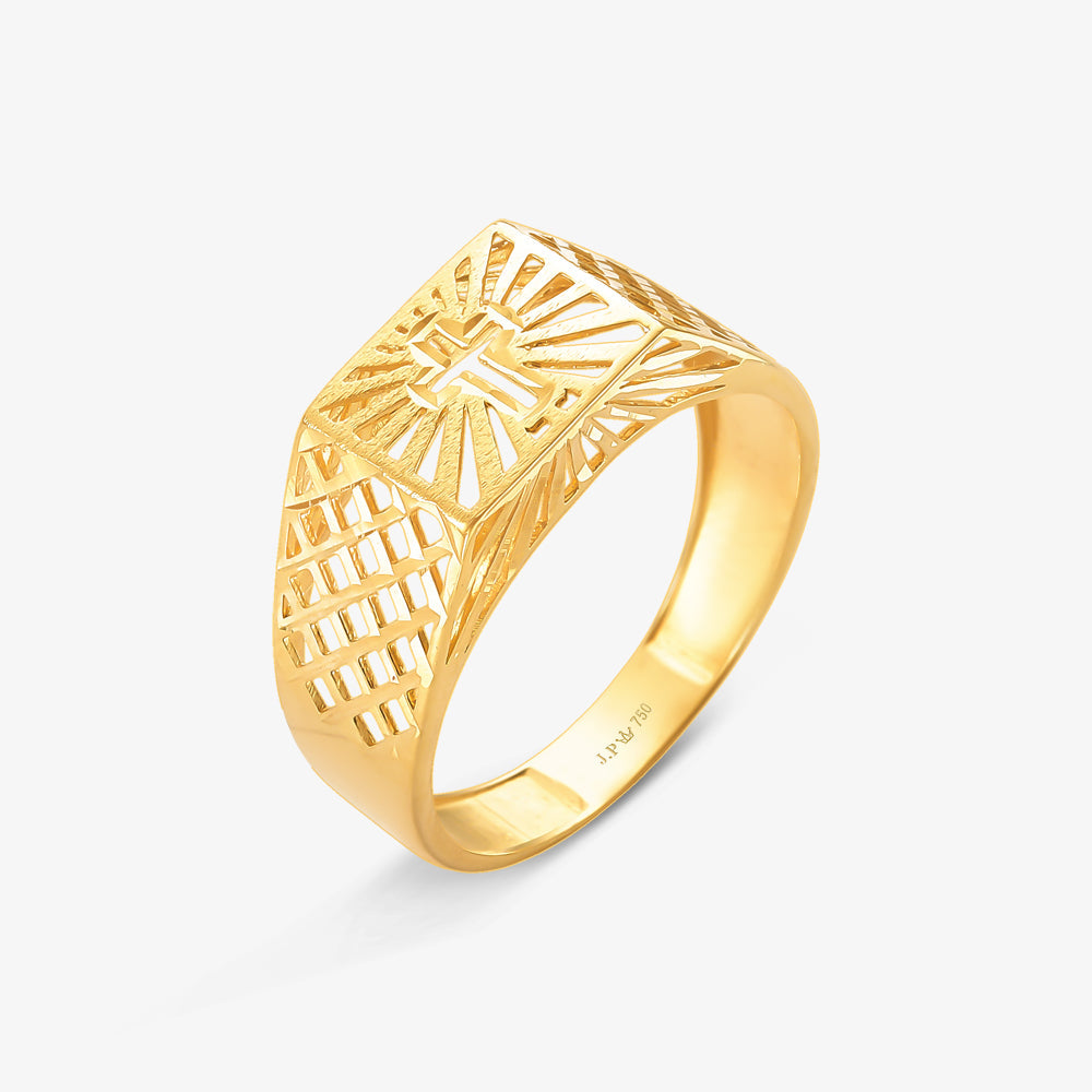 Anel com Cruz Vazado em Ouro Amarelo 18K