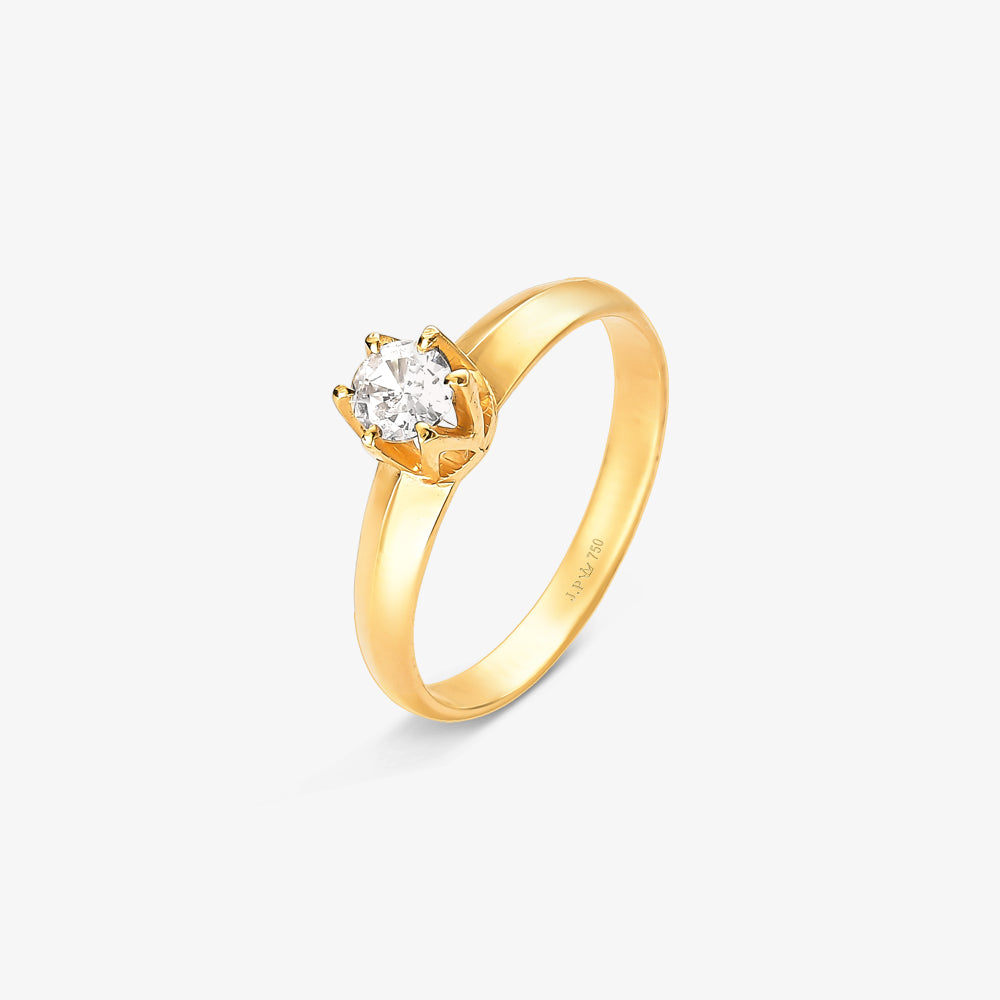 Anel Solitário em Ouro Amarelo 18K