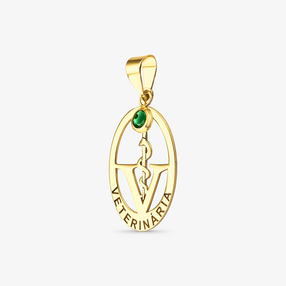 Pingente Medicina Veterinária em Ouro Amarelo 18K